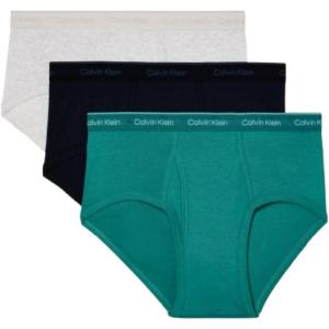 imageCalvin Klein Mens Cotton Classics 3Pack BriefShoreline  Snow Heather  Lively Teal
