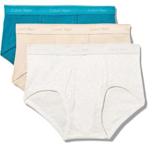 imageCalvin Klein Mens Cotton Classics 3Pack BriefSnow Heather teal Marine oyster Gray