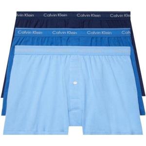 imageCalvin Klein Mens Cotton Classics 3Pack Knit BoxerBlue Bay  Minnow  Medieval Blue