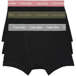 imageCalvin Klein Mens Cotton Classics 3Pack TrunkBlack WDark OliveDusty PinkMedium Grey Wbs
