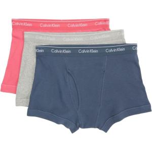 imageCalvin Klein Mens Cotton Classics 3Pack TrunkCerise Lipstick  Grey Heather  Blue Edge