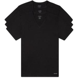 imageCalvin Klein Mens Cotton Classics 3Pack Undershirts3 Classic Black Vneck