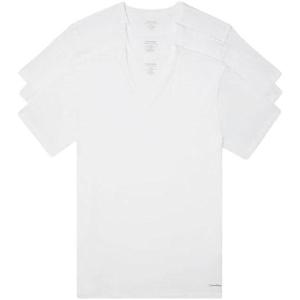 imageCalvin Klein Mens Cotton Classics 3Pack Undershirts3 Classic White Vneck