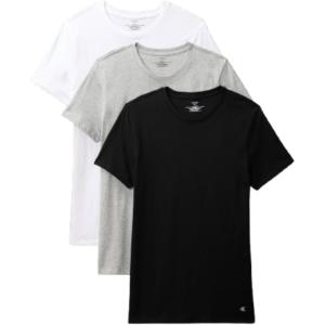 imageCalvin Klein Mens Cotton Classics 3Pack UndershirtsBlack  Grey Heather  White Crewneck