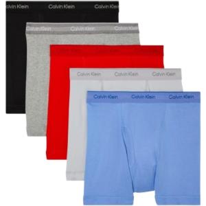 imageCalvin Klein Mens Cotton Classics 5Pack Boxer BriefBlack  Glacier  Grey Heather  Molten  Micro Chip