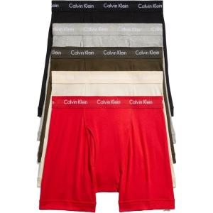 imageCalvin Klein Mens Cotton Classics 5Pack Boxer BriefBlack  Grey Heather  Exact  Tapioca  Olive