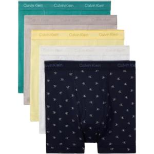 imageCalvin Klein Mens Cotton Classics 5Pack Boxer BriefLivley Teal  Ck Logo  Garden Gold  Snow Heather  Ash