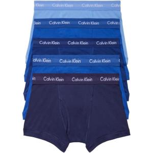 imageCalvin Klein Mens Cotton Classics 5Pack Trunk2 Mazarine Blue  1 Periwinkle  1 Dark Knight  1 Evening Blue