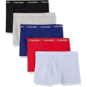 imageCalvin Klein Mens Cotton Classics 5Pack TrunkRustic Red  Black  Bayou Blue  Prepster Blue  Heather Grey