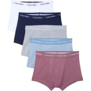 imageCalvin Klein Mens Cotton Classics 5Pack TrunkWhite  Shoreline  Grey Heather  Arona  Capri Rose