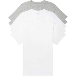 imageCalvin Klein Mens Cotton Classics 5Pack Undershirts3 White  2 Grey Heather Crewneck