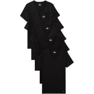 imageCalvin Klein Mens Cotton Classics 5Pack Undershirts5 Black Vneck