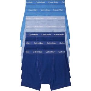 imageCalvin Klein Mens Cotton Classics 7Pack Boxer Brief3 Blue Depths  2 Boardwalk Blue  2 Water Reflection