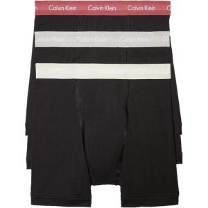 imageCalvin Klein Mens Cotton Stretch 3Pack Boxer BriefBlack Bodies W Grey Heather  Silver Birch  Raspberry Blush