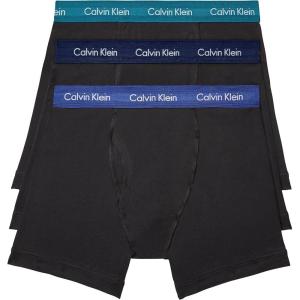 imageCalvin Klein Mens Cotton Stretch 3Pack Boxer BriefBlack Bodies W Shoreline  Clay  Travertine