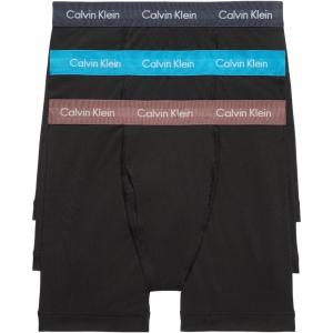 imageCalvin Klein Mens Cotton Stretch 3Pack Boxer BriefBlack W Capri Rose  Speakeasy  Vivid Blue Logos