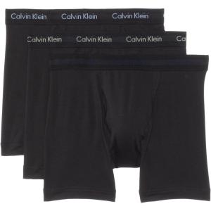 imageCalvin Klein Mens Cotton Stretch 3Pack Boxer BriefBlack W New Navy  Vintage Khaki  Troposphere Logos