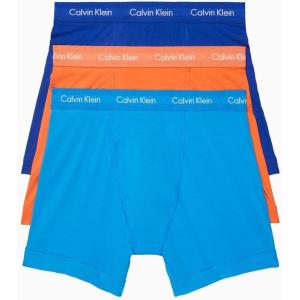 imageCalvin Klein Mens Cotton Stretch 3Pack Boxer BriefWork Blue  Ocean Hue  Turned Mango