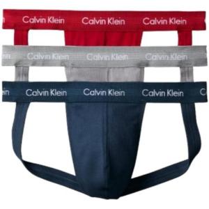 imageCalvin Klein Mens Cotton Stretch 3Pack Jock StrapConvoy  Juneberry  Navy Stone