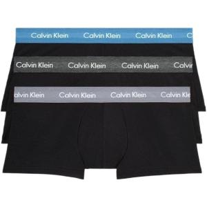 imageCalvin Klein Mens Cotton Stretch 3Pack Low Rise TrunksBlack Bodies W Storm Cloud  Storm Heather  Signature Blue Wbs