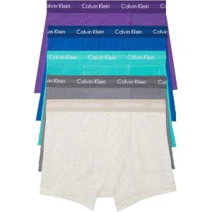 imageCalvin Klein Mens Cotton Stretch 3Pack Low Rise TrunksBlue BayShortlineJet GreyStripeRaisin Torte