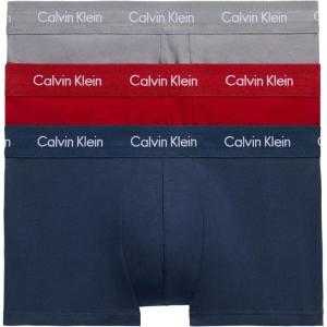imageCalvin Klein Mens Cotton Stretch 3Pack Low Rise TrunksConvoy  Juneberry  Navy Stone