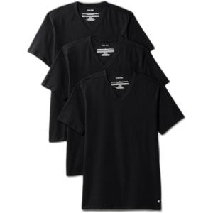 imageCalvin Klein Mens Cotton Stretch 3Pack Undershirts3 Black  Vneck