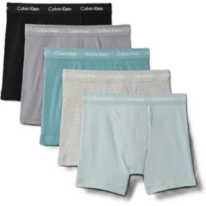 imageCalvin Klein Mens Cotton Stretch 5Pack Boxer BriefBlack  Convoy  Grey Heather  Slate Turquoise  Shade