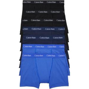 imageCalvin Klein Mens Cotton Stretch 7Pack Trunk3 Black  2 Blue Shadow  2 Cobalt Water