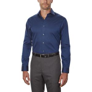 imageCalvin Klein Mens Dress Shirt Regular Fit Non Iron HerringboneBlue Velvet