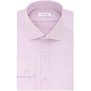 imageCalvin Klein Mens Dress Shirt Regular Fit Non Iron HerringbonePink