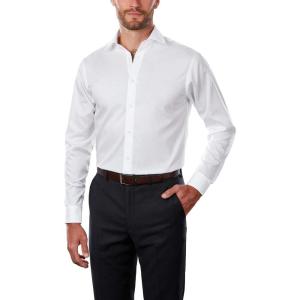 imageCalvin Klein Mens Dress Shirt Regular Fit Non Iron HerringboneWhite