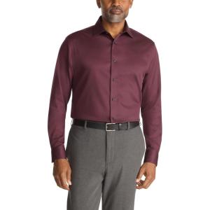 imageCalvin Klein Mens Dress Shirt Regular Fit Non Iron Stretch SolidBordeaux