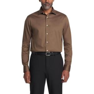 imageCalvin Klein Mens Dress Shirt Regular Fit Non Iron Stretch SolidNew Tan