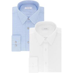 imageCalvin Klein Mens Dress Shirt Regular Fit Non Iron Stretch SolidWhiteStream
