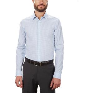 imageCalvin Klein Mens Dress Shirt Slim Fit Non Iron Herringbone Spread CollarBlue Bird