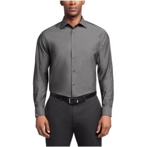 imageCalvin Klein Mens Dress Shirt Slim Fit Non Iron Herringbone Spread CollarCarbon