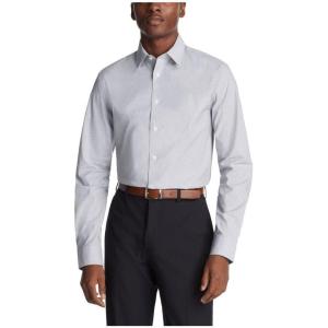 imageCalvin Klein Mens Dress Shirt Slim Fit Non Iron Herringbone Spread CollarDeep Navy