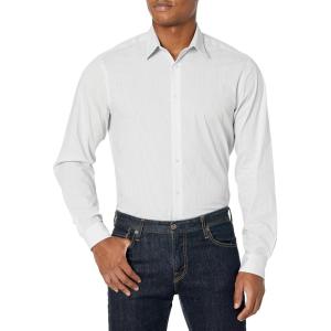 imageCalvin Klein Mens Dress Shirt Slim Fit Non Iron Herringbone Spread CollarGrey Multi