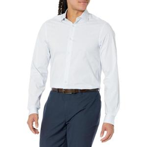 imageCalvin Klein Mens Dress Shirt Slim Fit Non Iron Herringbone Spread CollarMedium Blue