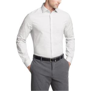 imageCalvin Klein Mens Dress Shirt Slim Fit Non Iron Herringbone Spread CollarMulti Beige