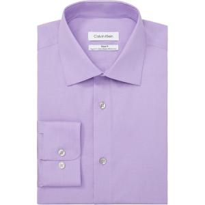 imageCalvin Klein Mens Dress Shirt Slim Fit Non Iron Herringbone Spread CollarOrchid Mist