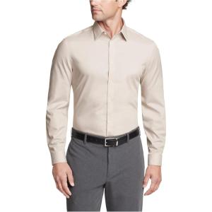imageCalvin Klein Mens Dress Shirt Slim Fit Non Iron Herringbone Spread CollarSand