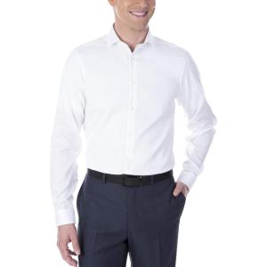 imageCalvin Klein Mens Dress Shirt Slim Fit Non Iron Herringbone Spread CollarWhite