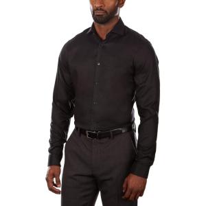 imageCalvin Klein Mens Dress Shirt Slim Fit Non Iron Stretch SolidJet Black