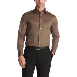 imageCalvin Klein Mens Dress Shirt Slim Fit Non Iron Stretch SolidNew Tan
