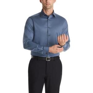 imageCalvin Klein Mens Dress Shirt Slim Fit Non Iron Stretch SolidSteel Blue