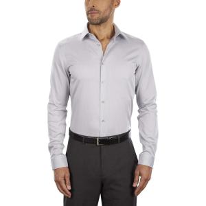 imageCalvin Klein Mens Dress Shirt Slim Fit NonIron HerringboneSmoke