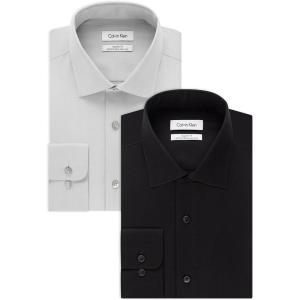 imageCalvin Klein Mens Dress Shirt Slim Fit NonIron HerringboneSmokeBlack