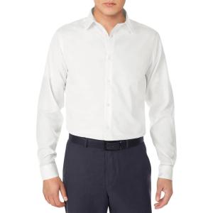 imageCalvin Klein Mens Dress Shirt Slim Fit NonIron HerringboneWhiteNavy Shirt Regular Tie Combo